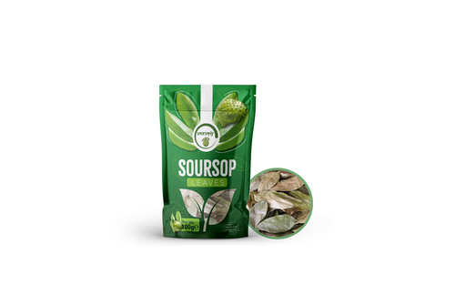Resealable pouch of dried soursop (graviola) leaves from Soursoply UK